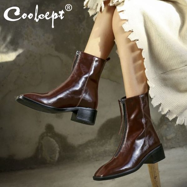 coolcept новые женщины середина теленок сапоги натуральной кожи площади toe женщины зима осень короткие сапоги мода прохладный дамы обувь ра, Black 
coolcept новые женщины середина теленок сапоги натуральной кожи площади toe женщины зима осень короткие сапоги мода прохладный дамы обувь ра, Black