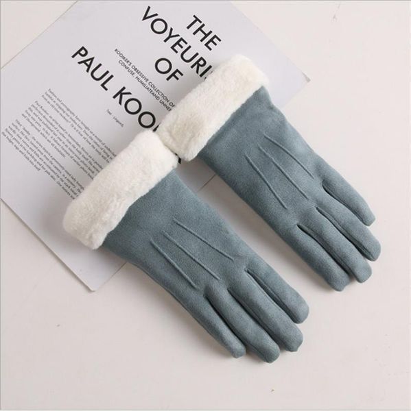 five fingers gloves women winter soft suede warm touch screen fleece lined driving, Blue;gray
five fingers gloves women winter soft suede warm touch screen fleece lined driving, Blue;gray
