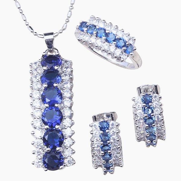 blue cubic zirconia silver colour fashion earrings ring necklace pendant jewelry set t054
blue cubic zirconia silver colour fashion earrings ring necklace pendant jewelry set t054