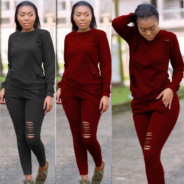 solid color hole 2pcs set casual fashion tracksuits woman 2 piece clothing designer long sleeve crew neck, Gray
solid color hole 2pcs set casual fashion tracksuits woman 2 piece clothing designer long sleeve crew neck, Gray