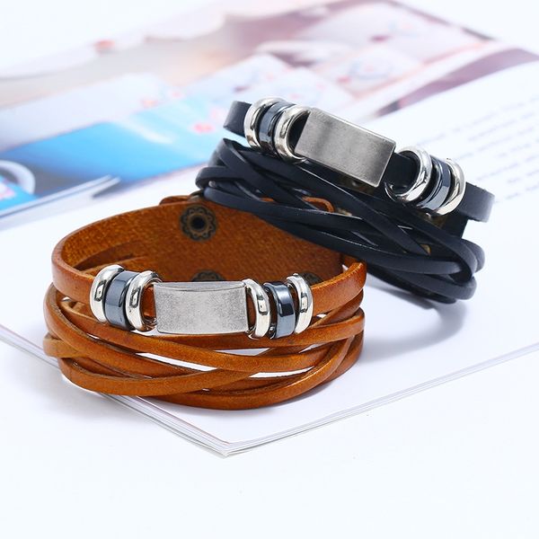 2020 europe america popular woven leather bracelets punk retro charm wrap bracelet simple men's fashion jewelry accessories, Golden;silver
2020 europe america popular woven leather bracelets punk retro charm wrap bracelet simple men's fashion jewelry accessories, Golden;silver