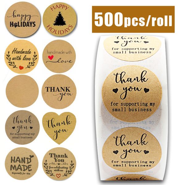 amais 500pcs/roll handmade sticker thank you stickers kraft paper label coffee round stationery food stickers deco for envelope 
amais 500pcs/roll handmade sticker thank you stickers kraft paper label coffee round stationery food stickers deco for envelope