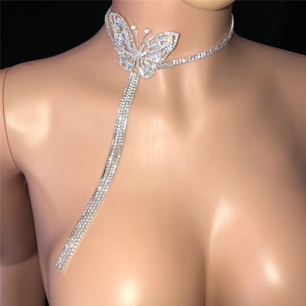 pendant necklaces fashion big butterfly tassel necklace rhinestone women's flash tennis chain crystal jewelry, Silver
pendant necklaces fashion big butterfly tassel necklace rhinestone women's flash tennis chain crystal jewelry, Silver