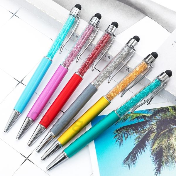 Fine Crystal Ballpoint Pen 1mm Fashion Creative Stylus Touch Pen Writing Stationery Office School Ballpen Black Ballpoint Pens