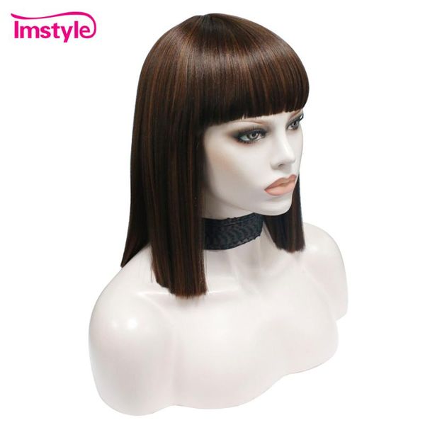 synthetic wigs imstyle with bangs short brown for women heat resistant fiber daily cosplay wig straight hair, Black
synthetic wigs imstyle with bangs short brown for women heat resistant fiber daily cosplay wig straight hair, Black