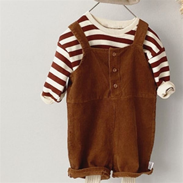 korean style newborn baby boys girls clothing sets striped t-shirt+ corduroy jumpsuit overall infant baby boys girls clothes 0926, White
korean style newborn baby boys girls clothing sets striped t-shirt+ corduroy jumpsuit overall infant baby boys girls clothes 0926, White