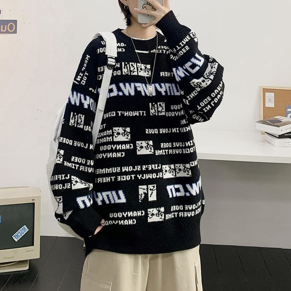 men's sweaters hip hop letter printed sweater mens autumn winter designer pullover male loose harajuku couple, White;black
men's sweaters hip hop letter printed sweater mens autumn winter designer pullover male loose harajuku couple, White;black