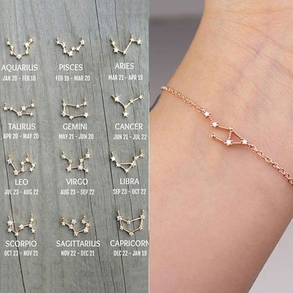 12 constellation simple rhinestone bracelets for women charm zodiac pattern chain bangle baby birthday bracelet bangle statement jewelry, Golden;silver
12 constellation simple rhinestone bracelets for women charm zodiac pattern chain bangle baby birthday bracelet bangle statement jewelry, Golden;silver