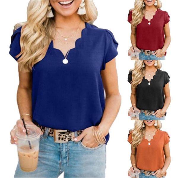 elegant women blouses summer all match short sleeve blouses shirts women wavy neckline v neck shirt femme blousas, White
elegant women blouses summer all match short sleeve blouses shirts women wavy neckline v neck shirt femme blousas, White