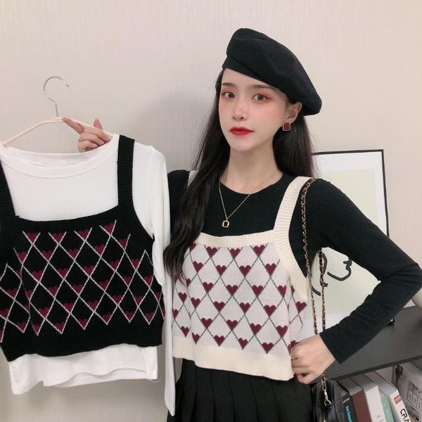 autumn 2020 new korean solid color versatile women's bottoming shirt + knitted peach heart sling vest two piece set, Gray
autumn 2020 new korean solid color versatile women's bottoming shirt + knitted peach heart sling vest two piece set, Gray