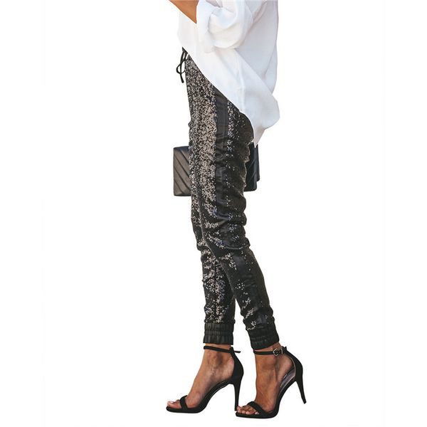 women fashion sequin long pencil pants elastic pu leather high waist drawstring black party ladies trousers streetwear, Black;white
women fashion sequin long pencil pants elastic pu leather high waist drawstring black party ladies trousers streetwear, Black;white