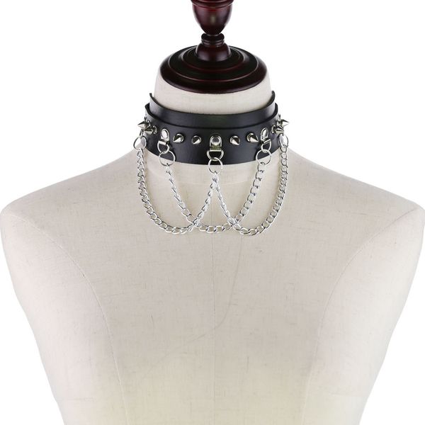 new leather collar necklace for women goth punk choker chain silver color harajuku collar vegan chocker bondage festival jewelry, Blue;red
new leather collar necklace for women goth punk choker chain silver color harajuku collar vegan chocker bondage festival jewelry, Blue;red
