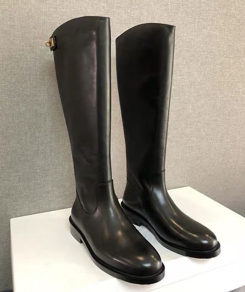 knight boots 2020 new thin leather buckle side zipper boots women's knee height p flat boots fashionable, Black
knight boots 2020 new thin leather buckle side zipper boots women's knee height p flat boots fashionable, Black