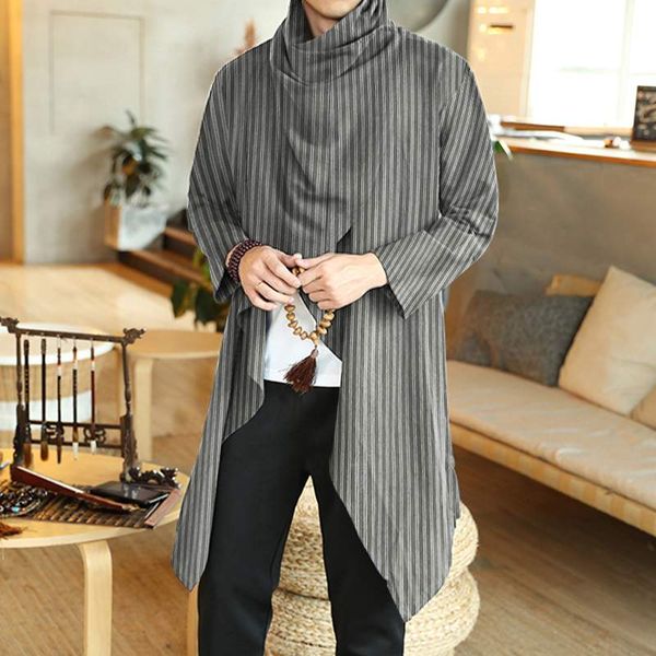 men's trench coats retro button outerwear fashion men striped long sleeve turtleneck ponchos cotton irregular streetwear s-3xl incerun, Tan;black
men's trench coats retro button outerwear fashion men striped long sleeve turtleneck ponchos cotton irregular streetwear s-3xl incerun, Tan;black