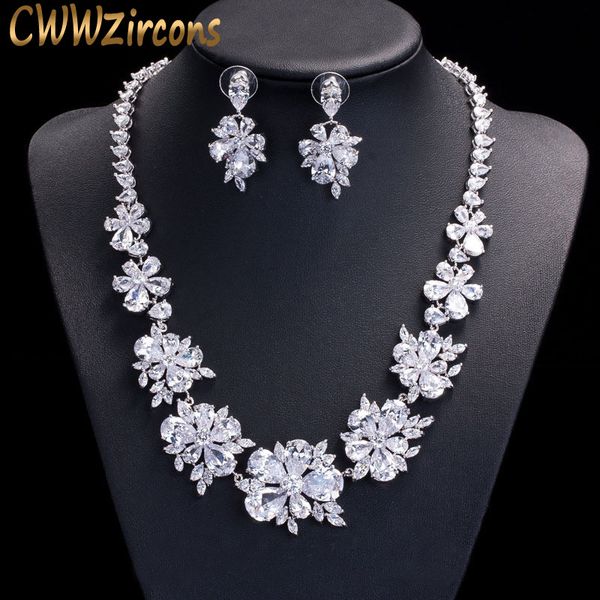 cwwzircons luxury bridal jewelry sets sparkling cubic zirconia crystal wedding necklace earrings accessories for brides t116, Silver
cwwzircons luxury bridal jewelry sets sparkling cubic zirconia crystal wedding necklace earrings accessories for brides t116, Silver