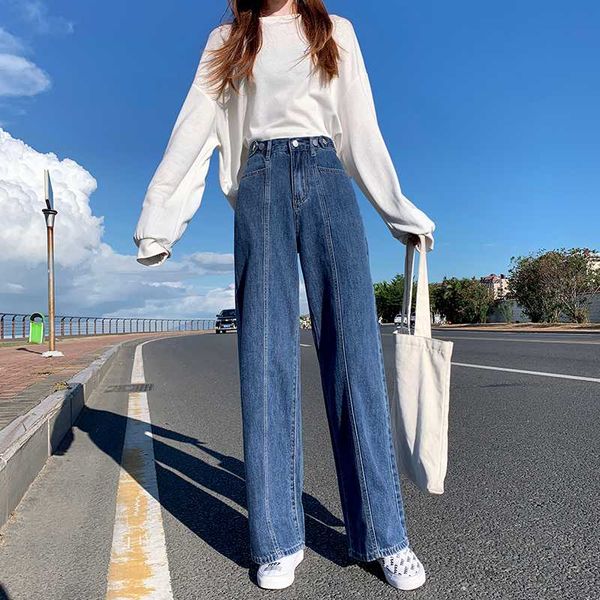 high waist mom jeans for women boyfriend denim pants plus size straight vintage streetwear wide leg harajuku trousers autumn, Blue
high waist mom jeans for women boyfriend denim pants plus size straight vintage streetwear wide leg harajuku trousers autumn, Blue
