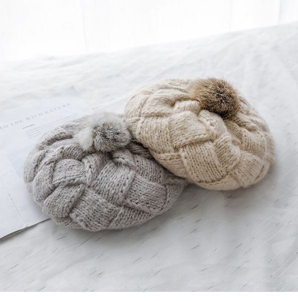 berets winter warm thick knit hair beret sweet cute cap with a fluffy ball on top, Blue;gray
berets winter warm thick knit hair beret sweet cute cap with a fluffy ball on top, Blue;gray