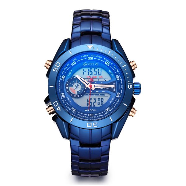 wristwatches relojes para hombre styrve men sports watch waterproof stainless steel wristwatch luxury quartz digital dual display watches, Slivery;brown
wristwatches relojes para hombre styrve men sports watch waterproof stainless steel wristwatch luxury quartz digital dual display watches, Slivery;brown
