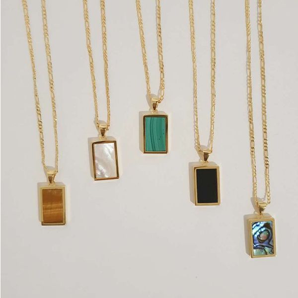 pendant necklaces white square paua shell necklace stainless steel gold color for women natural green stone sweater, Silver
pendant necklaces white square paua shell necklace stainless steel gold color for women natural green stone sweater, Silver