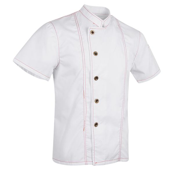 titched chef jacket coat single breasted short sleeves shirt kitchen uniform, White;black
titched chef jacket coat single breasted short sleeves shirt kitchen uniform, White;black
