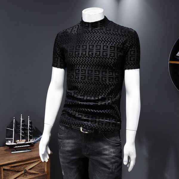 2020 self-cultivation gold velvet ice trendy silk t-shirt short-sleeved neck half-sleeved men's new bottoming round men's hollow s, Black
2020 self-cultivation gold velvet ice trendy silk t-shirt short-sleeved neck half-sleeved men's new bottoming round men's hollow s, Black