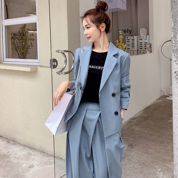 2020 early autumn blue small suit women's korean style fashion western style loose coat temperament suit coat harem pants w7qbg, Gray
2020 early autumn blue small suit women's korean style fashion western style loose coat temperament suit coat harem pants w7qbg, Gray