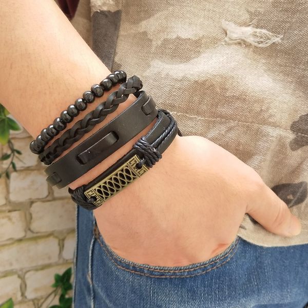 Fashion 4pcs/set Handmade Trendy Vintage Bracelets Female Homme Male Punk Wood Bead Charm Men Leather Bracelet For Women Jewelry, Golden;silver
Fashion 4pcs/set Handmade Trendy Vintage Bracelets Female Homme Male Punk Wood Bead Charm Men Leather Bracelet For Women Jewelry, Golden;silver