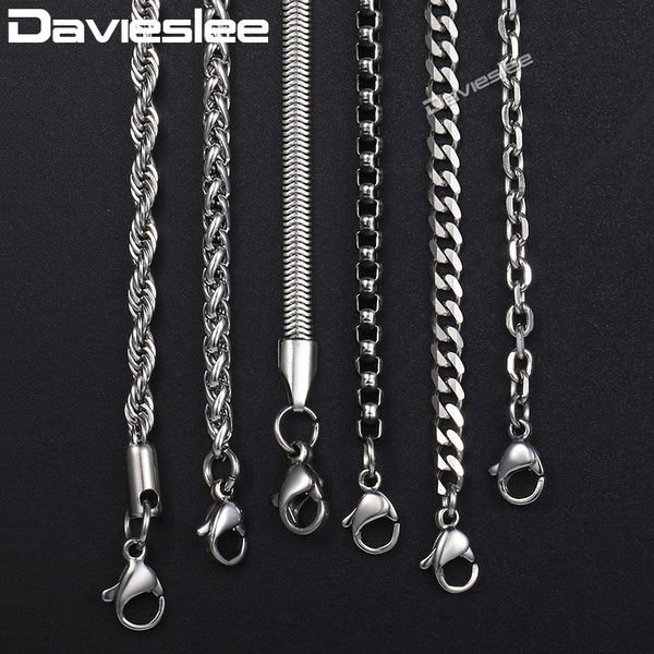 davieslee chain necklaces for men stainless steel silver rolo wheat box snake chains mens necklace classic 3mm 18-26inch lknn1
davieslee chain necklaces for men stainless steel silver rolo wheat box snake chains mens necklace classic 3mm 18-26inch lknn1