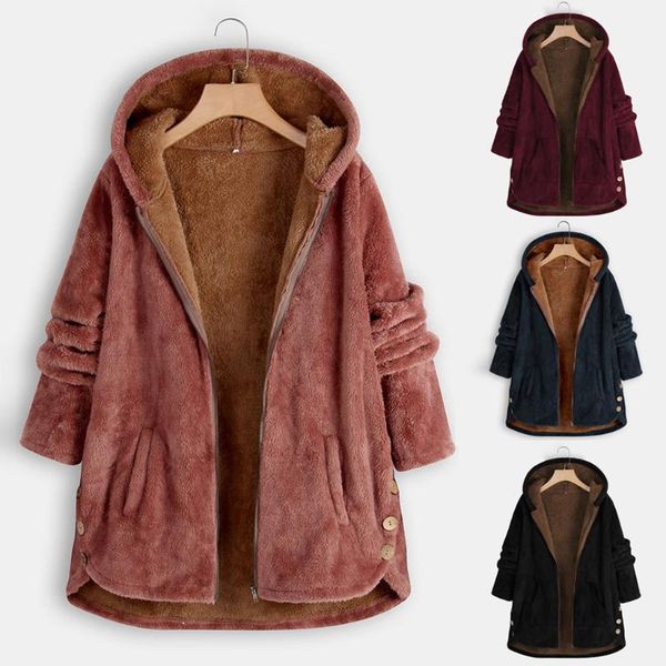women jackets women casual fleece side button solid color hooded long sleeve pocket coat long coat abrigo mujer#g2, Black;brown
women jackets women casual fleece side button solid color hooded long sleeve pocket coat long coat abrigo mujer#g2, Black;brown