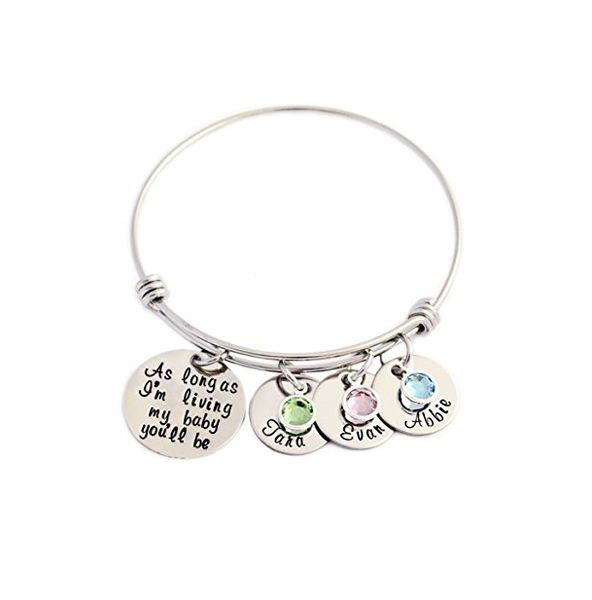 as long as i'm living my baby you'll be-unique birthstone adjustable bangle can custom name pulsera yp3136 (drop shipping, Black
as long as i'm living my baby you'll be-unique birthstone adjustable bangle can custom name pulsera yp3136 (drop shipping, Black
