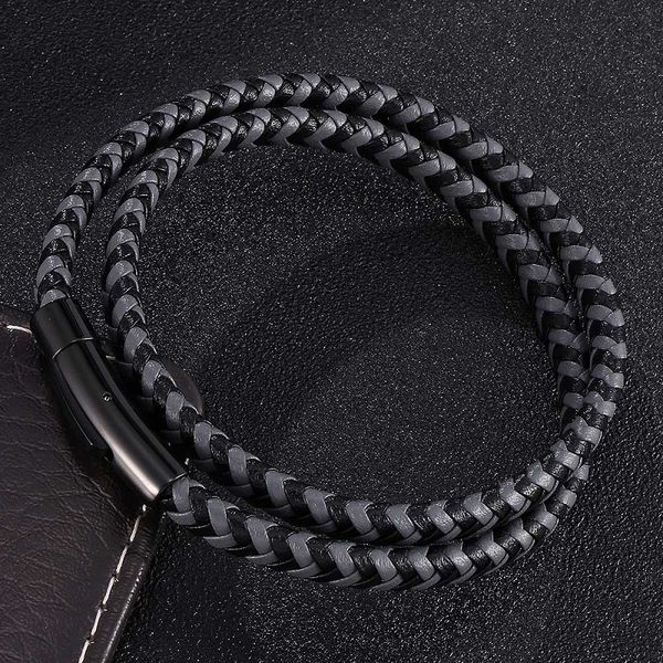 charm bracelets vintage double layer bracelet women men stainless steel snaps black gray leather mix braided jewelry accessories gifts st049, Golden;silver
charm bracelets vintage double layer bracelet women men stainless steel snaps black gray leather mix braided jewelry accessories gifts st049, Golden;silver