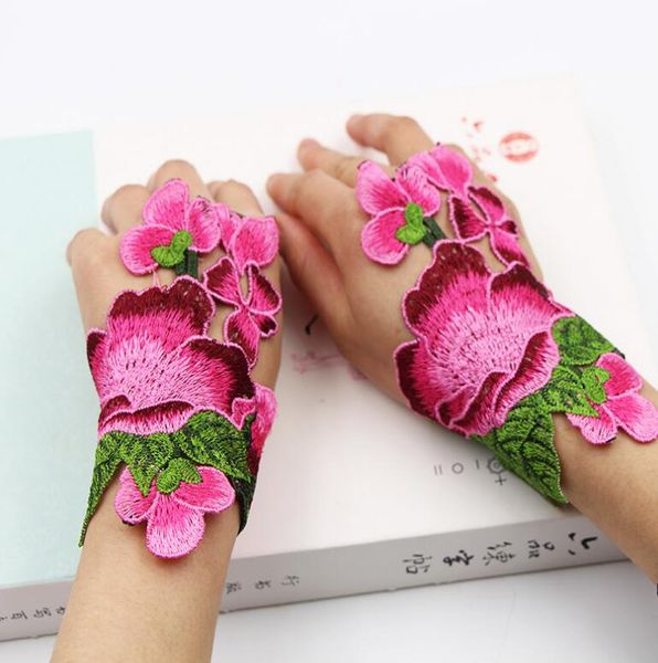 five fingers gloves women' vintage national hollow out fingerless flower embroidery female performance dancing decoration glove r1021, Blue;gray
five fingers gloves women' vintage national hollow out fingerless flower embroidery female performance dancing decoration glove r1021, Blue;gray