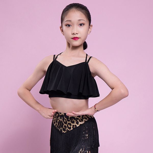 stage wear latin dance clothing for girls sling black/leopard print rumba practice vest kids tango costumes vo1333, Black;red
stage wear latin dance clothing for girls sling black/leopard print rumba practice vest kids tango costumes vo1333, Black;red