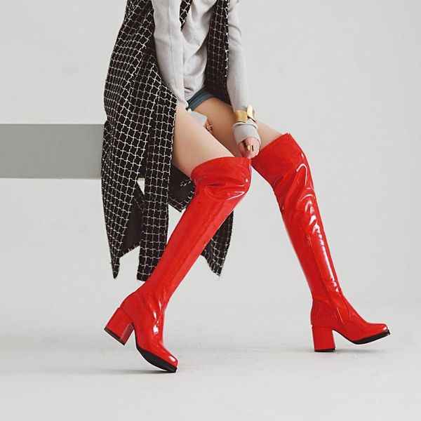 boots women over-the-knee patent leather thick heels pointed toe european and american winter online celebrity, Black
boots women over-the-knee patent leather thick heels pointed toe european and american winter online celebrity, Black
