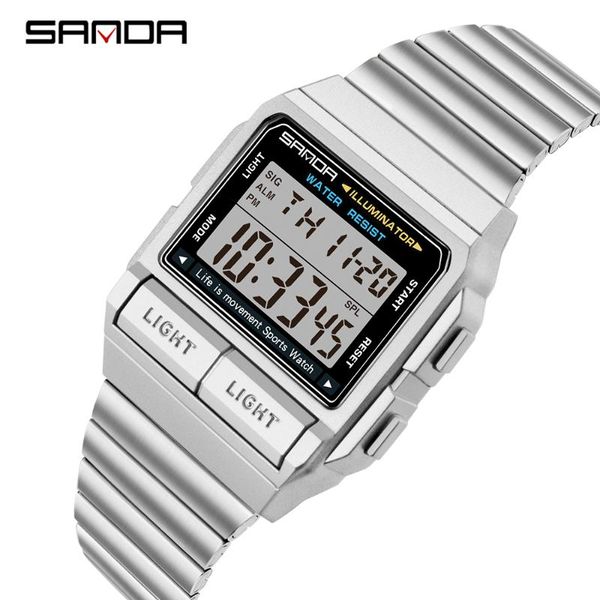 sanda men's watches sports led digital watch men fashion steel waterproof clock relogio masculino 2007, Slivery;brown
sanda men's watches sports led digital watch men fashion steel waterproof clock relogio masculino 2007, Slivery;brown