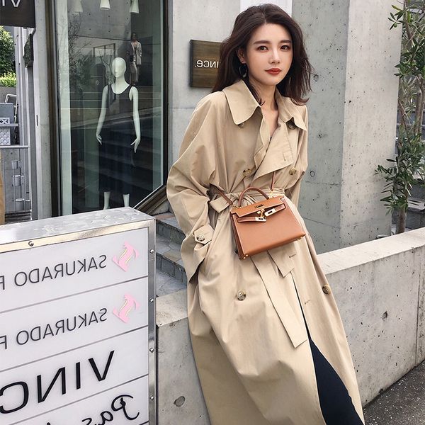 women's trench coats woman khaki coat 2021 autumn loose temperament goddess thin windbreaker female british style long, Tan;black
women's trench coats woman khaki coat 2021 autumn loose temperament goddess thin windbreaker female british style long, Tan;black