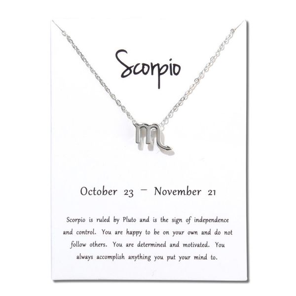 simple scorpio 12 constellation card pendant necklaces for women zodiac chains necklace birthday jewelry gifts, Golden;silver
simple scorpio 12 constellation card pendant necklaces for women zodiac chains necklace birthday jewelry gifts, Golden;silver