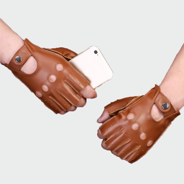 mens genuine leather gloves slip-resistant half finger sheepskin fingerless gym fitness driving male gloves ml043, Blue;gray 
mens genuine leather gloves slip-resistant half finger sheepskin fingerless gym fitness driving male gloves ml043, Blue;gray