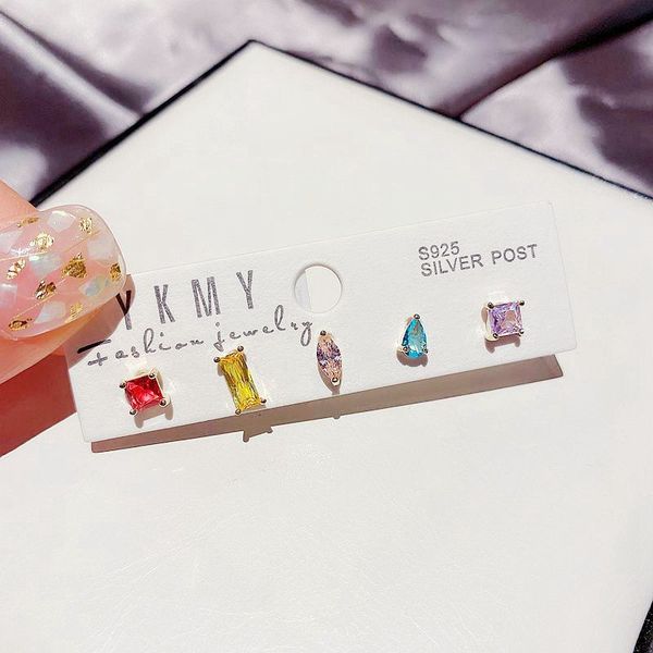 migga 5pcs multicolor small geometric cubic zircon stud earrings set fashion women jewelry gold color, Golden;silver
migga 5pcs multicolor small geometric cubic zircon stud earrings set fashion women jewelry gold color, Golden;silver