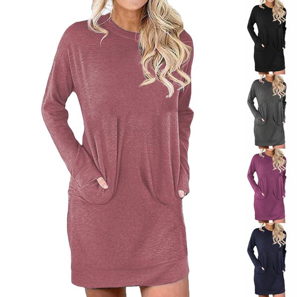 2020 autumn and winter new style women's hoodies & sweatshirts plus size loose mid-length solid color pocket dress, Black
2020 autumn and winter new style women's hoodies & sweatshirts plus size loose mid-length solid color pocket dress, Black