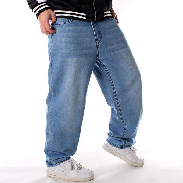 poem snow jeans men's loose trend hip hop pants, Blue