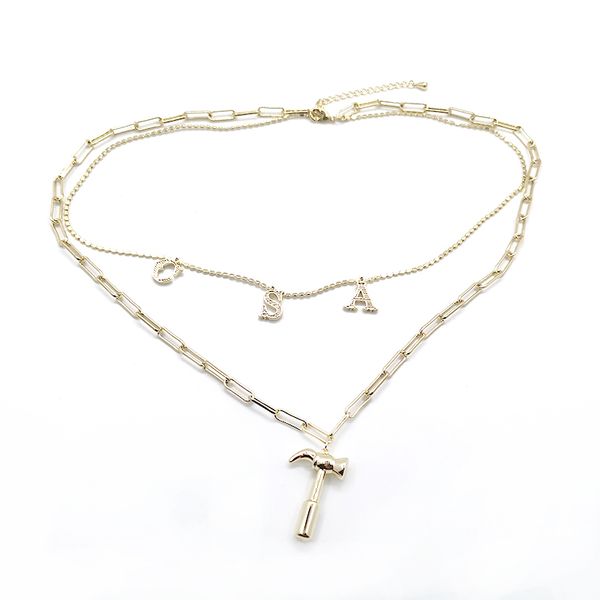 pendant necklaces londany fashionable letter hammer double chain gold color necklace, Silver
pendant necklaces londany fashionable letter hammer double chain gold color necklace, Silver