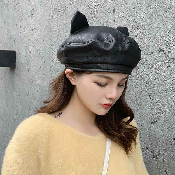 berets boina para mujer beret femme japanese ins soft girl cat ear korean style trendy pu leather cappello donna kapelusz fashion, Blue;gray
berets boina para mujer beret femme japanese ins soft girl cat ear korean style trendy pu leather cappello donna kapelusz fashion, Blue;gray