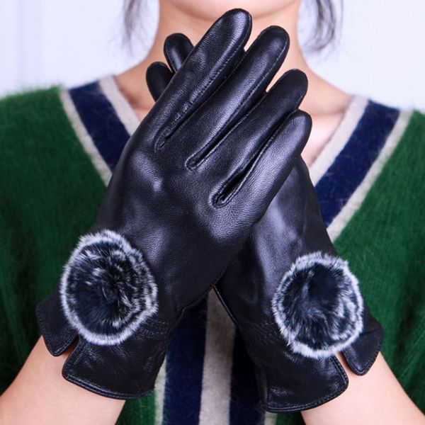 winter women genuine leather gloves black woolen invierno mujer solid fashion christmas gift from china, Blue;gray
winter women genuine leather gloves black woolen invierno mujer solid fashion christmas gift from china, Blue;gray