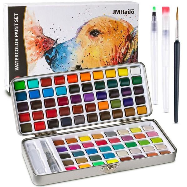 90 colors solid watercolor painting set contains shiny glitter metallic neon color 8 sheets of 300 gsm paper and 3 water brush
90 colors solid watercolor painting set contains shiny glitter metallic neon color 8 sheets of 300 gsm paper and 3 water brush