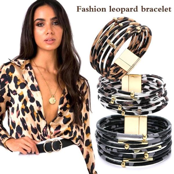 charm bracelets fashion leopard leather for women 2021 & bangles elegant multilayer wide wrap bracelet jewelry gifts box, Golden;silver
charm bracelets fashion leopard leather for women 2021 & bangles elegant multilayer wide wrap bracelet jewelry gifts box, Golden;silver