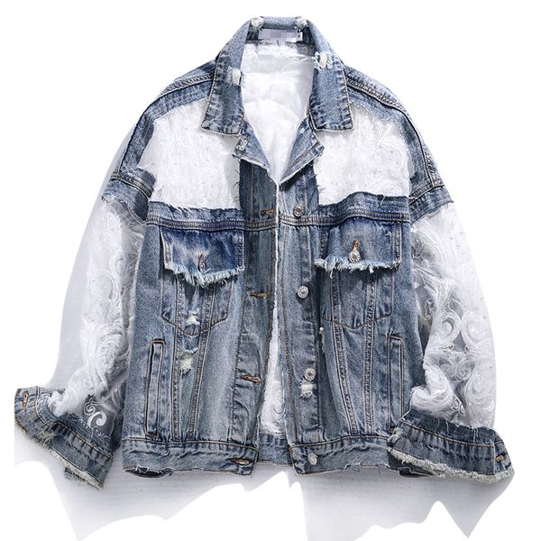 women's jackets lace splice denim jacket women korean student frayed jeans female spring loose washed blue outerwear chaqueta mujer, Black;brown
women's jackets lace splice denim jacket women korean student frayed jeans female spring loose washed blue outerwear chaqueta mujer, Black;brown