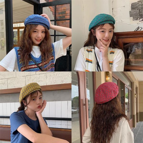 hat autumn new beret japanese style plaid hat female soft sister cute painter cap octagonal, Blue;gray
hat autumn new beret japanese style plaid hat female soft sister cute painter cap octagonal, Blue;gray