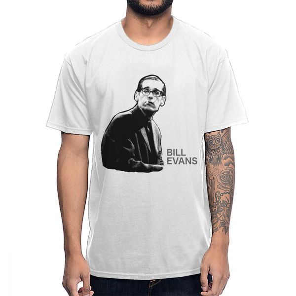 round collar graphic print jazz pianist bill evans t shirt retro man comfortable cotton tee shirt 
round collar graphic print jazz pianist bill evans t shirt retro man comfortable cotton tee shirt