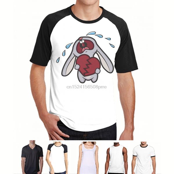 printed men t shirt cotton tshirts o-neck short-sleeve broken hearted bunny women t-shirt